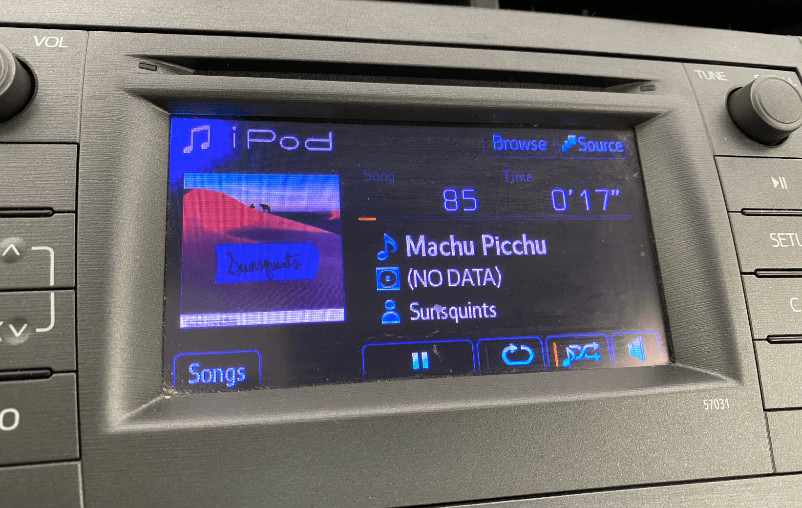 Sunsquints playing on my car radio.