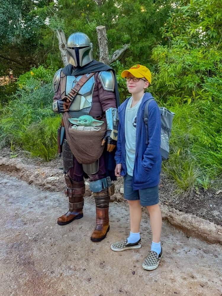 Owen with the Mandalorian at Disney World