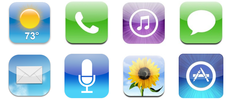 Screenshot of iOS app icons with highlights
