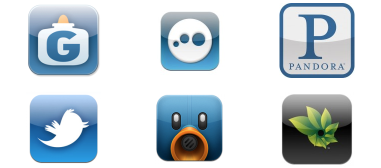 Screenshot of more iOS app icons with faux highlights